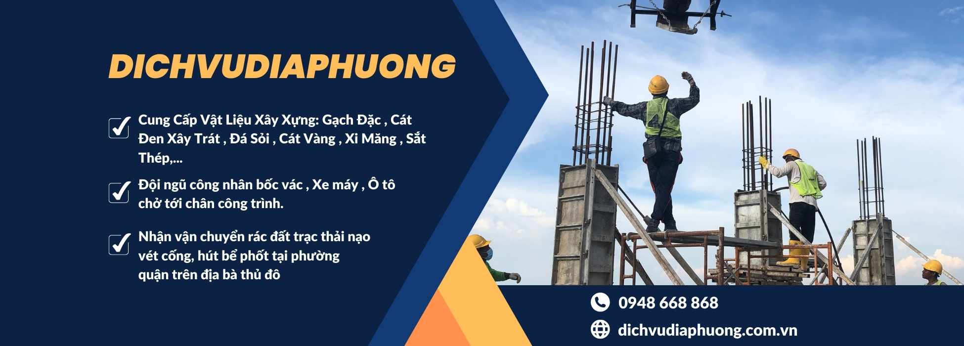 Orange And Blue Modern Professional Construction Banner Design 1