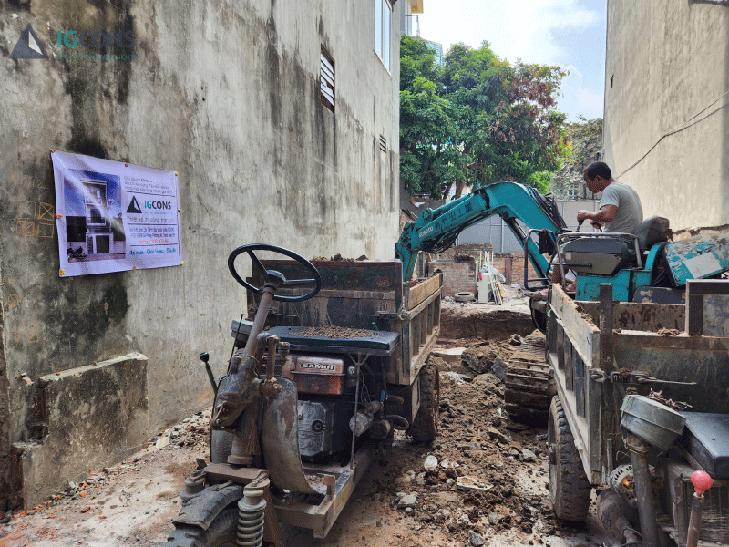 Đào móng nhà tại Ứng Hòa 1 Đào móng nhà